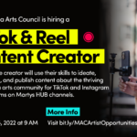 Mississauga Arts Council is HIRING a TikTok & Reel Content Creator